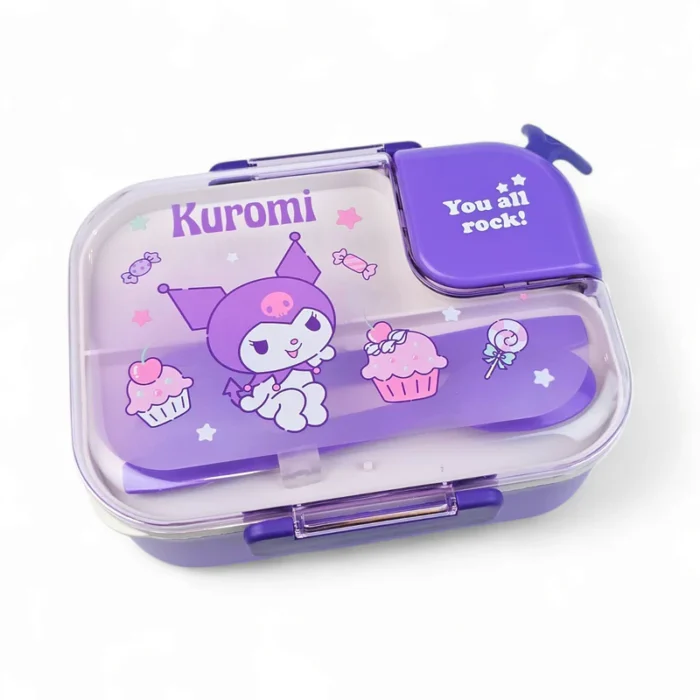 Kuromi Stainless Steel Lunch Box with 2 Compartments and Spoon