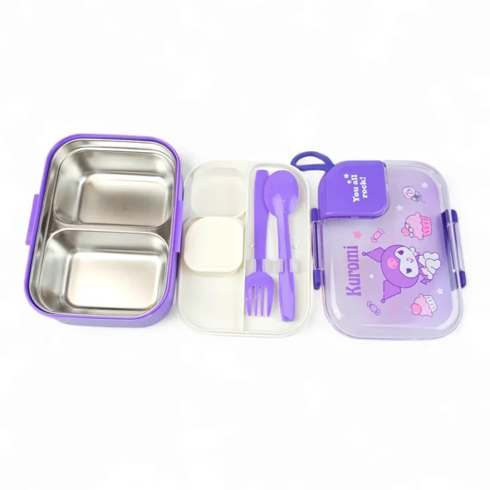 Two Compartment Stainless Steel Lunch Box with Cute Characters