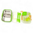 Lunch Box with Spoon and Mini Sauce Container for School Meals