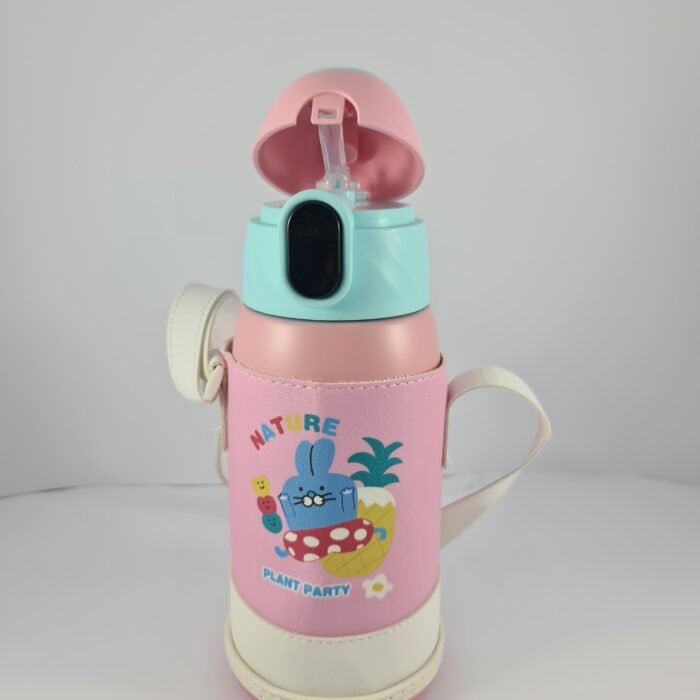 Purple Kids Water Bottle with Strap and Cute Design
