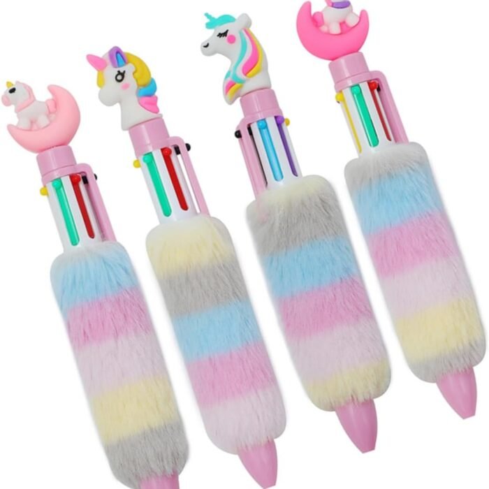 6-in-1 Multicolor Ink Pen – Rainbow Pastel Unicorn Design