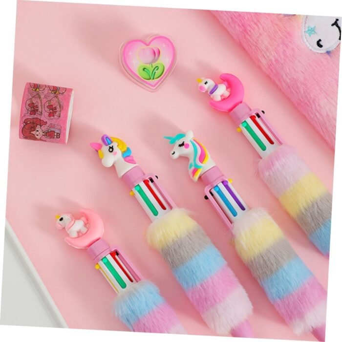 Kawaii Unicorn Ballpoint Pen Front View with Plush Grip