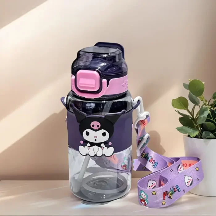 Portable Hello Kitty Water Bottle with Straw for Girls