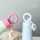 Light Green Portable Water Bottle with Flower Charm