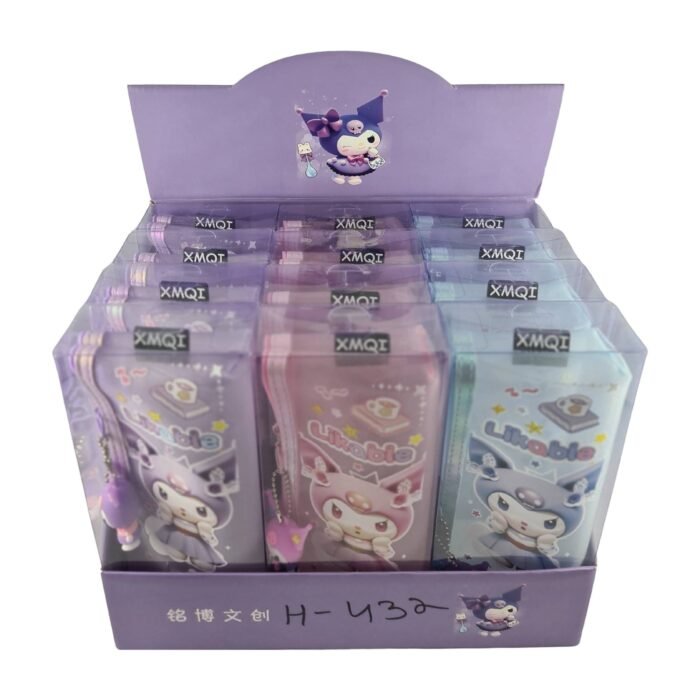 Kuromi semi-transparent pencil pouch pink color