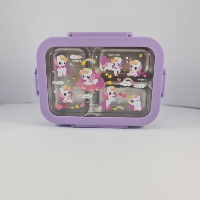 Portable Stainless Steel Lunch Box with Cutlery for Kids