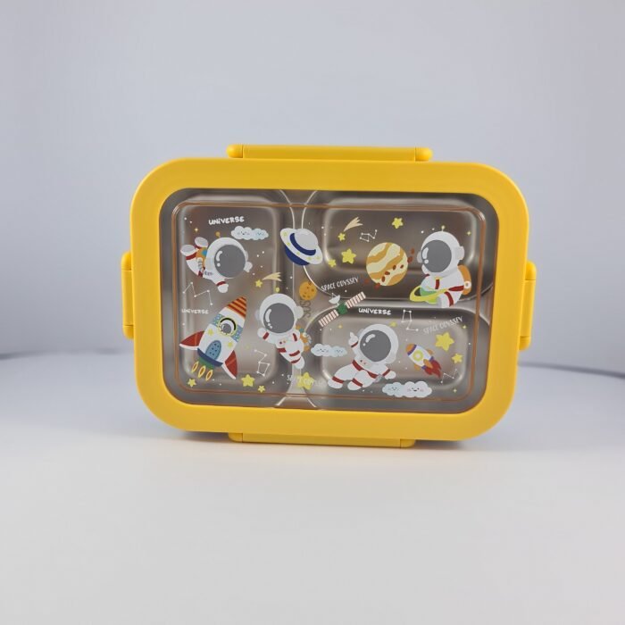 Green Stainless Steel Lunch Box with 3 Compartments for Kids