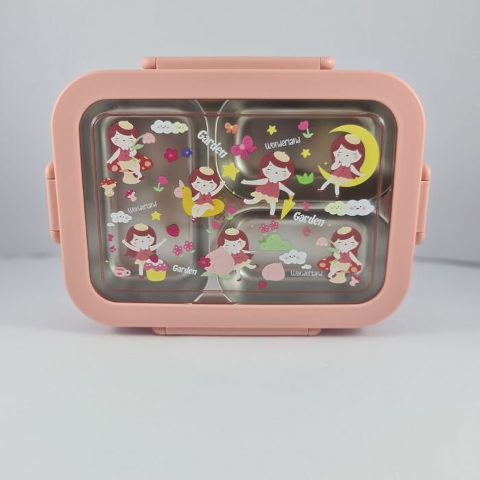 Yellow Bento Style Stainless Steel Lunch Box with Spoon and Fork