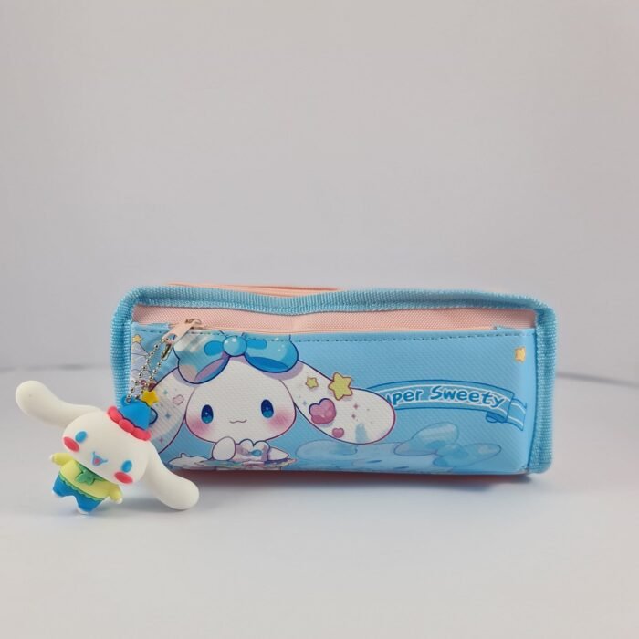 Sky blue and pink Cinnamoroll pencil pouch for kids