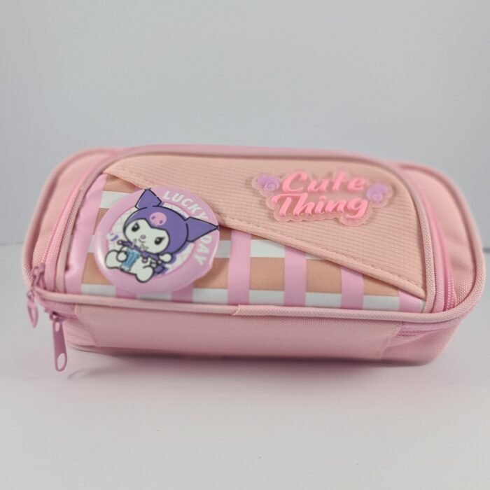Pink Kuromi Print Double Zipper Pouch
