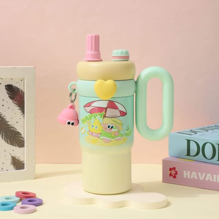 Eco-Friendly Thermos Flask with Straw Lid and Direct Drink Option