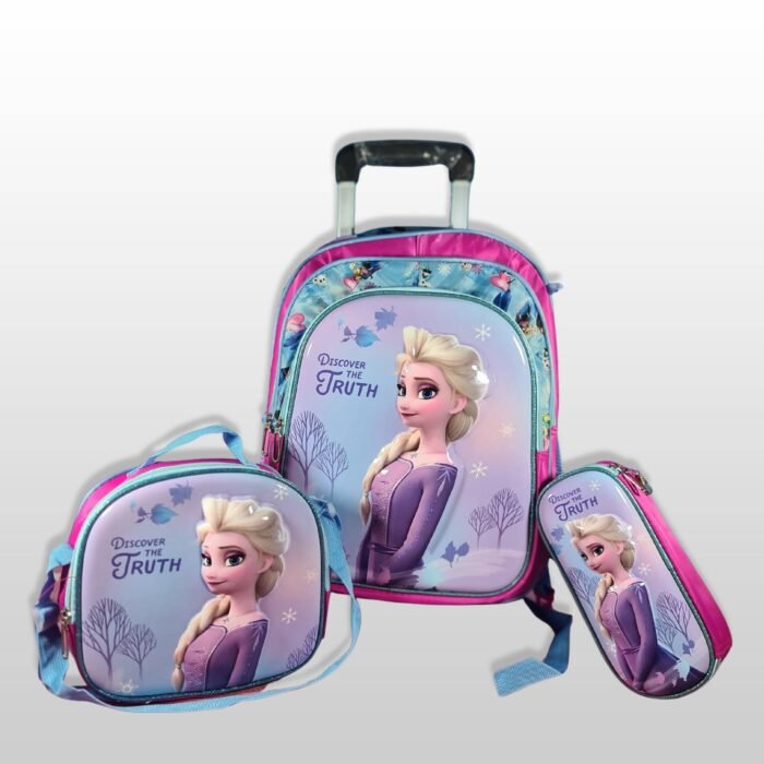 Back-to-School 3 Piece Trolley Bag Set for Kids – Spider-Man, Batman, Iron Man, Cars, Melody, Frozen