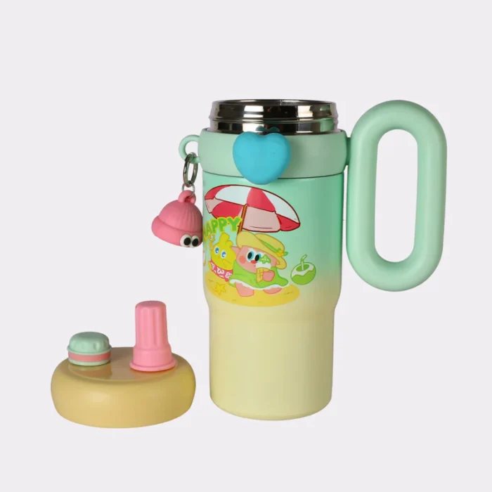 Eco-Friendly Thermos Flask with Straw Lid and Direct Drink Option