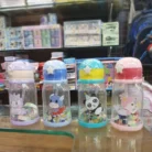 Cute cartoon rubber sipper bottles for kids in 4 colors