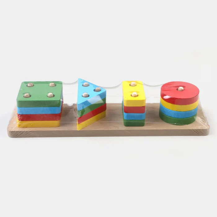 Montessori Wooden Puzzle with Colorful Shapes – Learning Toy