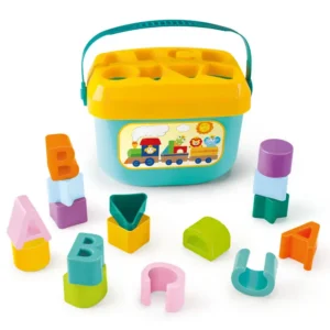 Baby’s first learning activity cube with colorful shape sorter and alphabet blocks